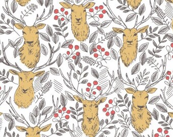 SALE! Woodland Fabric - Cotton Fabric by the Yard - Modern Fabric - Fat Quarter Bundle - Low Volume Fabric - Dear Stella - Stags