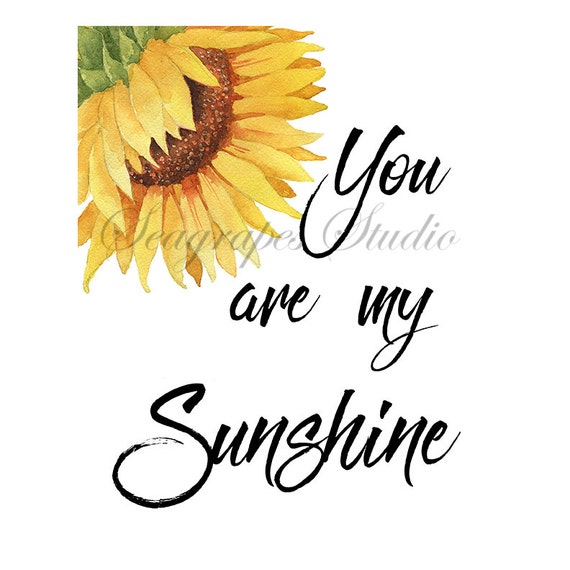 Watercolor Sunflower You are my Sunshine by SeagrapesStudioToo
