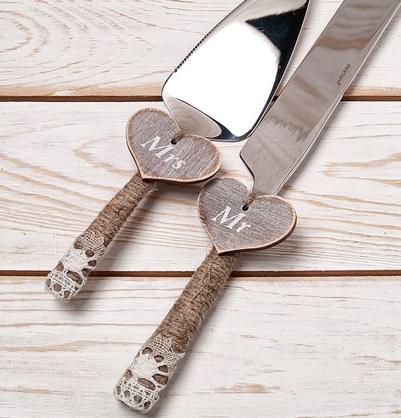  Cake  Serving  Set  Rustic Wedding  Cake  Cutting Set  Wedding  