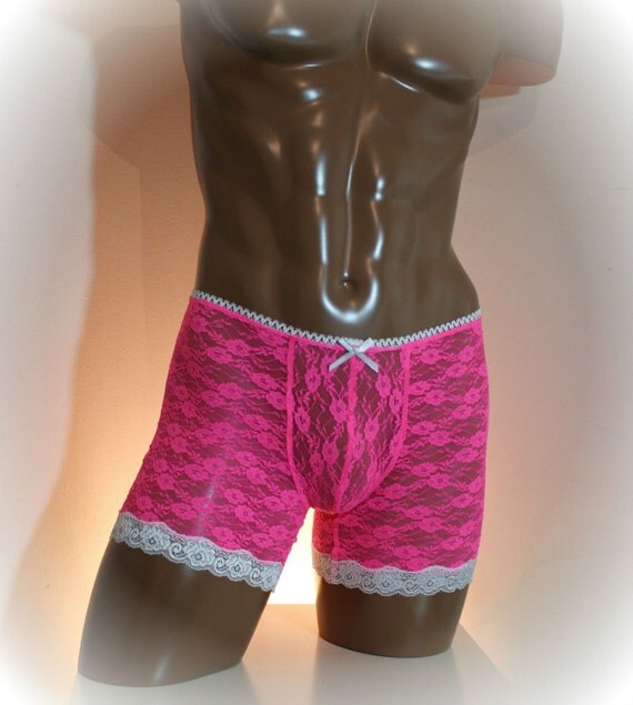 Lace Boxer Briefs Crossdress Pink Sexy Underwear by LHdeLuxe