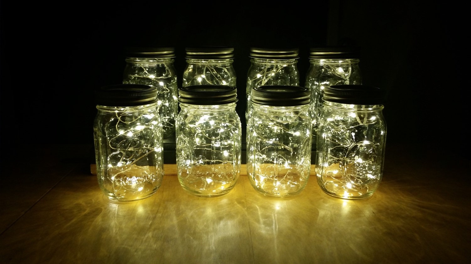 Sale 8 Firefly Lights and Mason Jar by MasonKreationsEtsy on Etsy