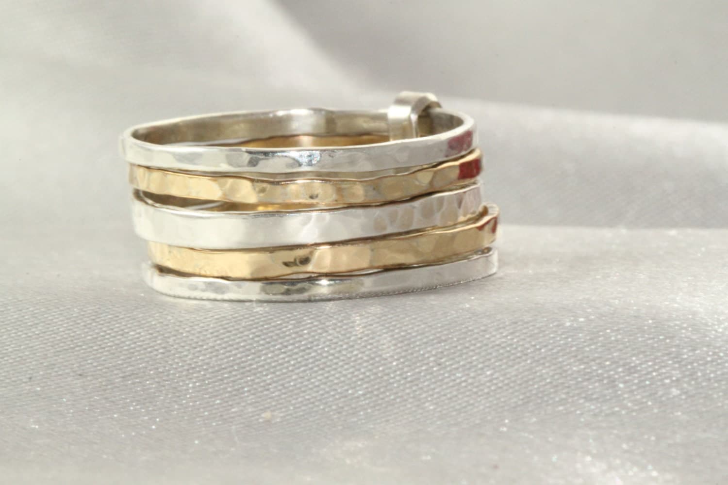 14K Stackable Ring  14k Gold  AND Silver  RingsSet of 5 14K