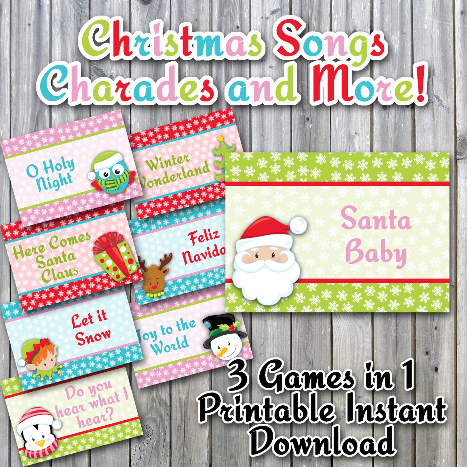 Christmas Charades Printable PDF Christmas Song Version