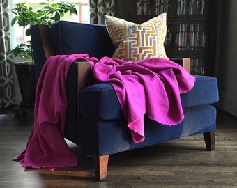 XL Magenta Linen Throw Blanket - Eclectic Blanket - Pink - Sofa Throw - 9' x 4.5' - Minimalist Bedding - Market Linen - Atlanta