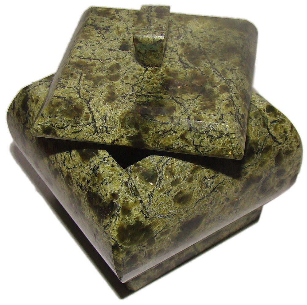 Bright green Serpentine jewelry box. Ural Mountains Russia