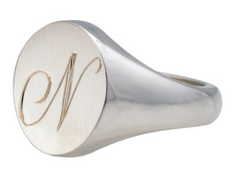 Sterling silver Signet ring with PERSONALISED engraved initial