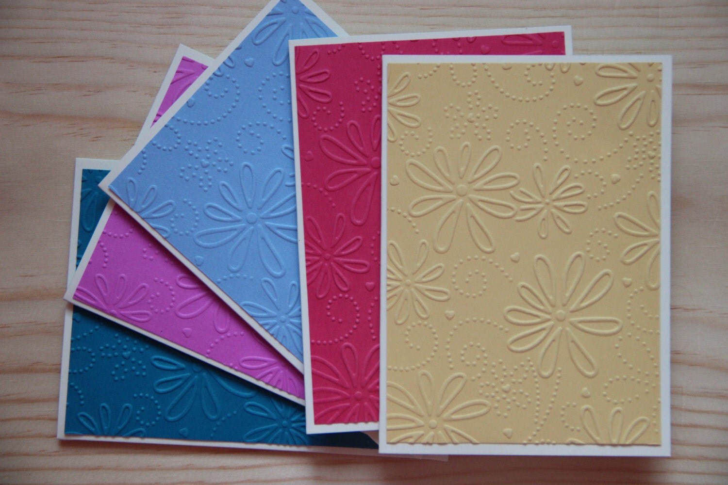 Embossed Note Card Set. Blank Note Card Set. Flower