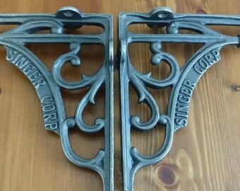 Shop Display Singer Corp 8 inch Wall Shelf Brackets X 2 Cast iron Brackets Christmas Sewing Birthday Gift
