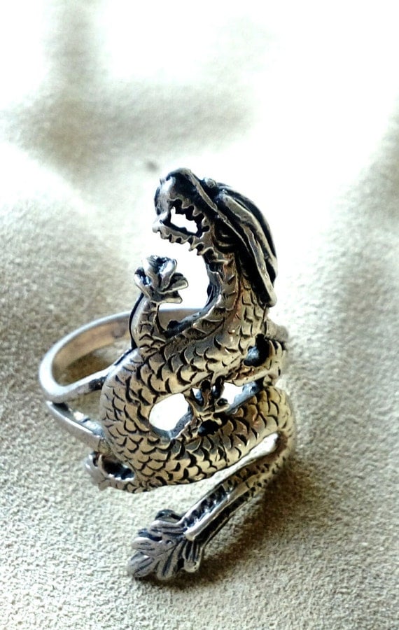 Shaolin Climbing Dragon Ring Solid Silver