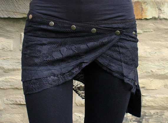 Mini Pixie skirt, Goa, Steampunk, Psy, Belt skirt, wrap skirt by KimamaShop steampunk buy now online