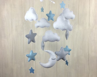 Baby mobile - cloud mobile - star mobile - moon mobile - baby mobiles - stars and clouds - sky mobile - gender neutral