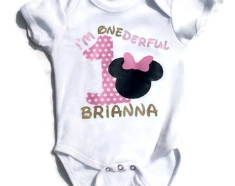 First Birthday shirt - Minnie Mouse Birthday shirt - I'm Onederful - first birthday party ideas - Minnie birthday party - smash cake outfit