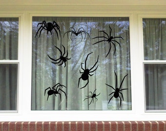 Halloween Spiders Window/Wall Vinyl Decal Decorations...You choose the color!