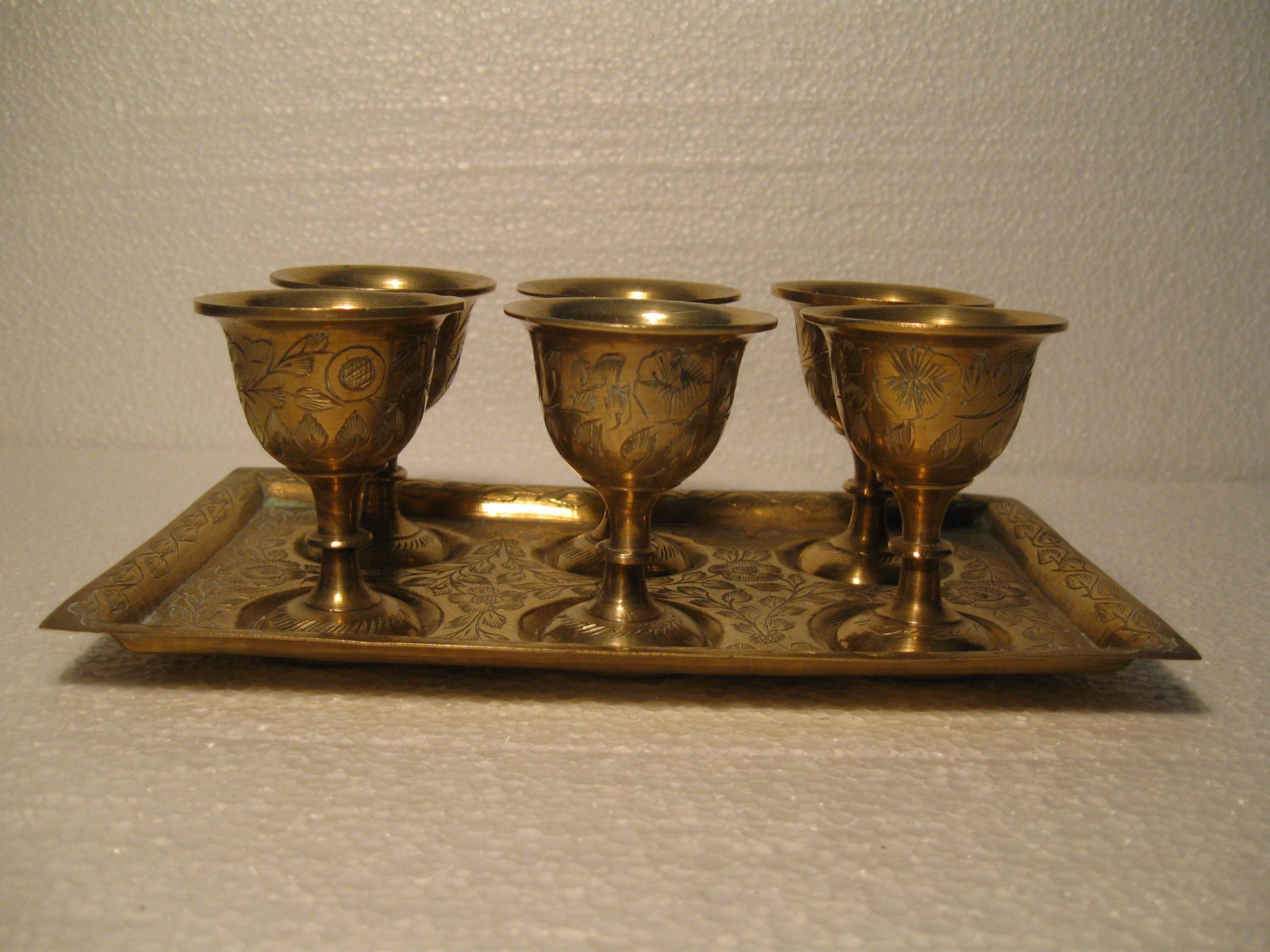 Vintage Communion Cups And Tray Brass Cups Brass Tray Shot