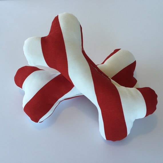 Items similar to Plush dog toy bone, Candy Cane dog bone plush squeaker