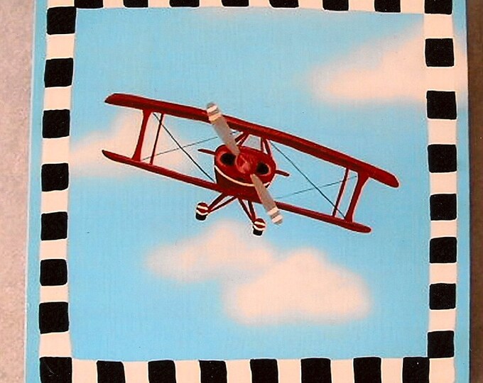 red bi-plane wall art, kids wall art, children's paintings