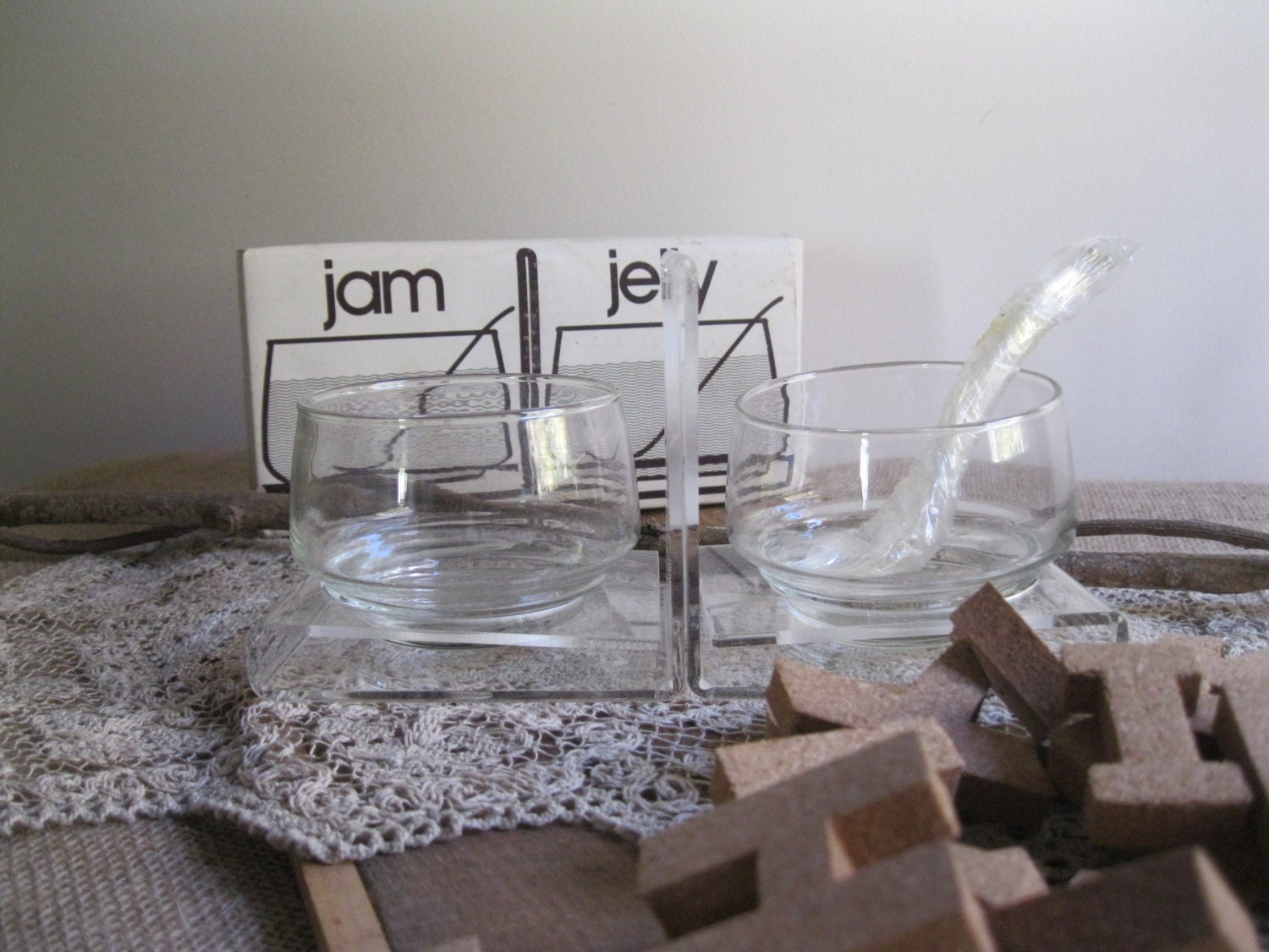 New Item!!! Vintage Acrylic Jam & Jelly ServerNew Old Stock In