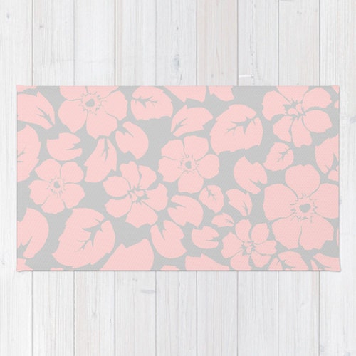 Pink and Gray Floral area rug 2x3 rug kids room rug 3x5 rug