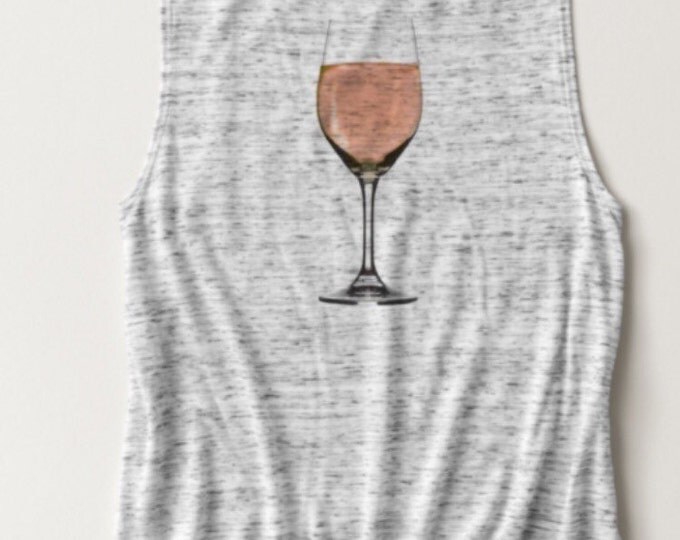 Rose All Day Rosé Wine Glass Pattern Gray Muscle Tank