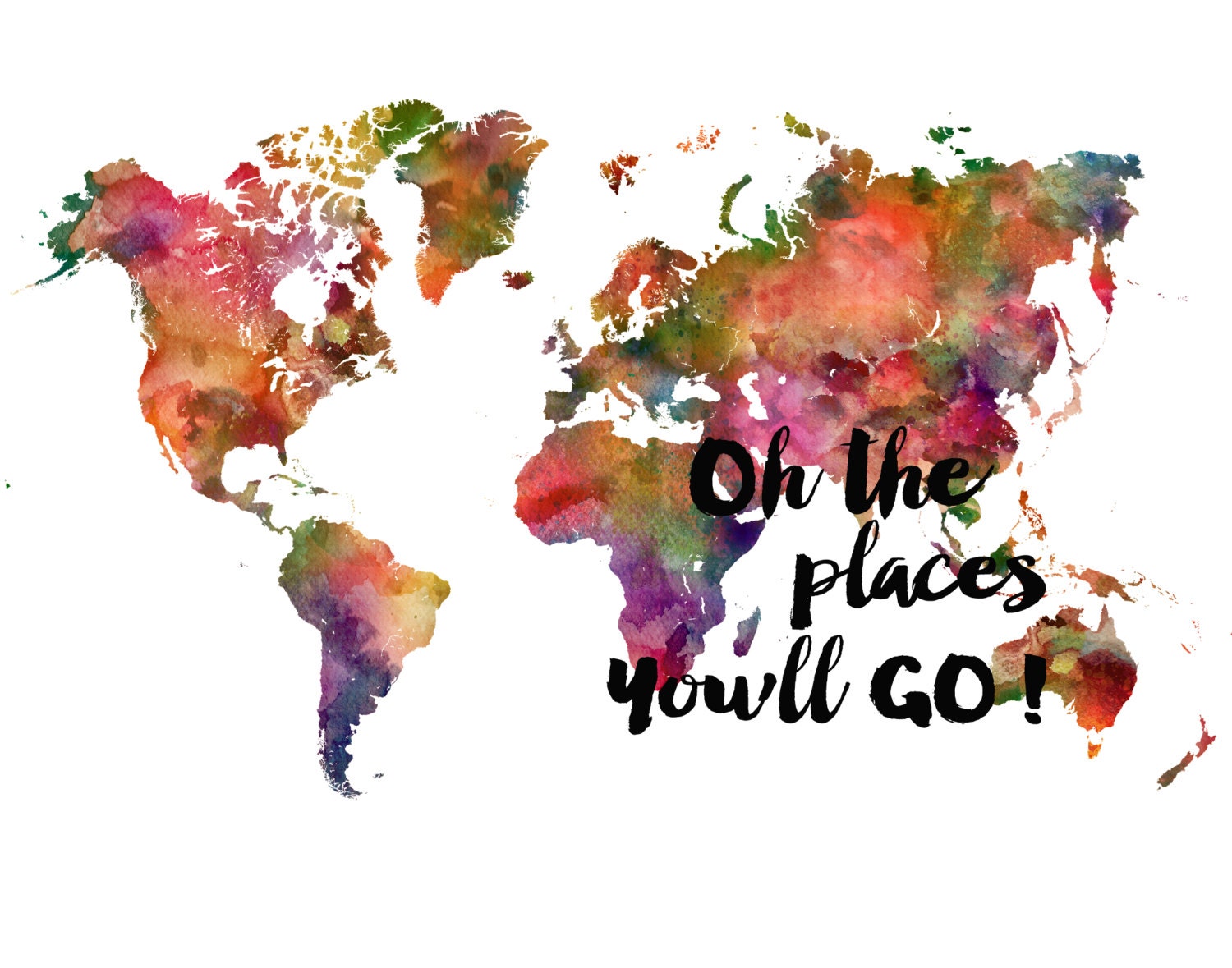 World Map Poster World Map Decor Watercolor Map Printable