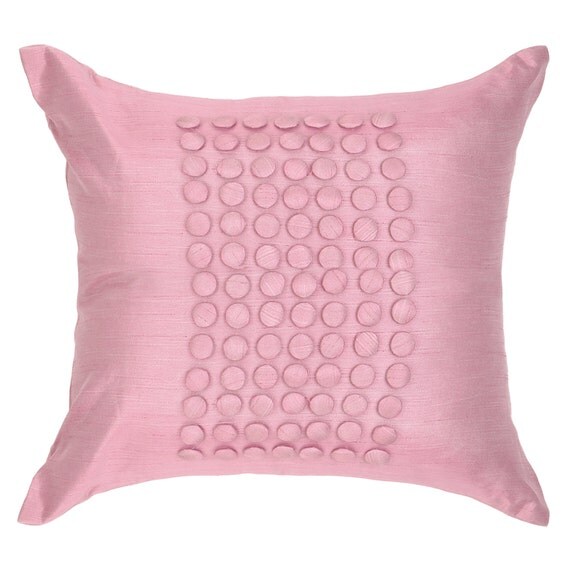 Solid Baby Pink Pillow Cover With Button Panel Pink Textured