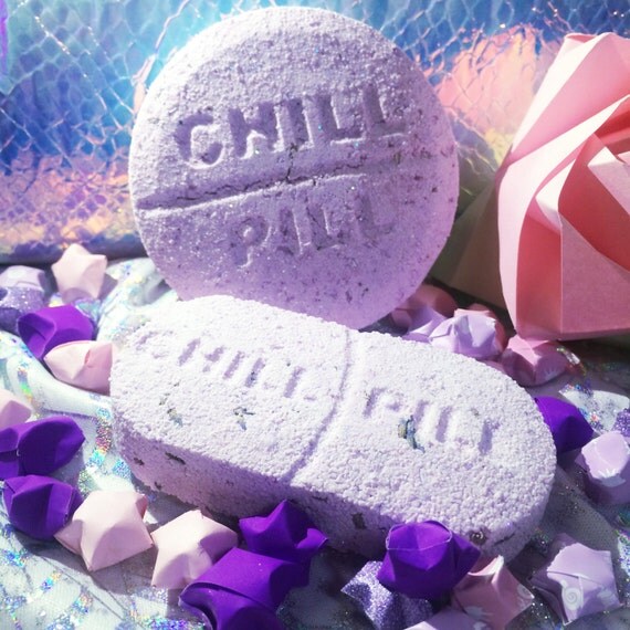 French Lavender Chill Pill Bath Bomb by RitualCandleCo on Etsy