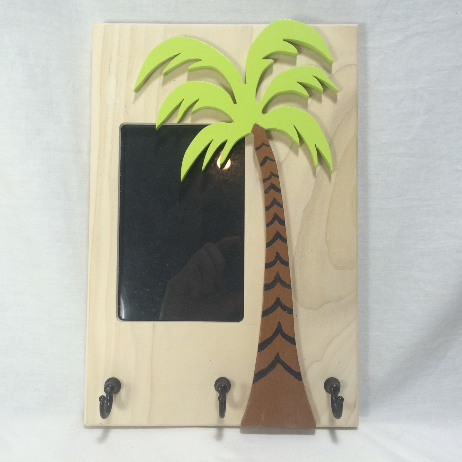 Palm tree picture Frame. Wood glass tropical key by breezybonz