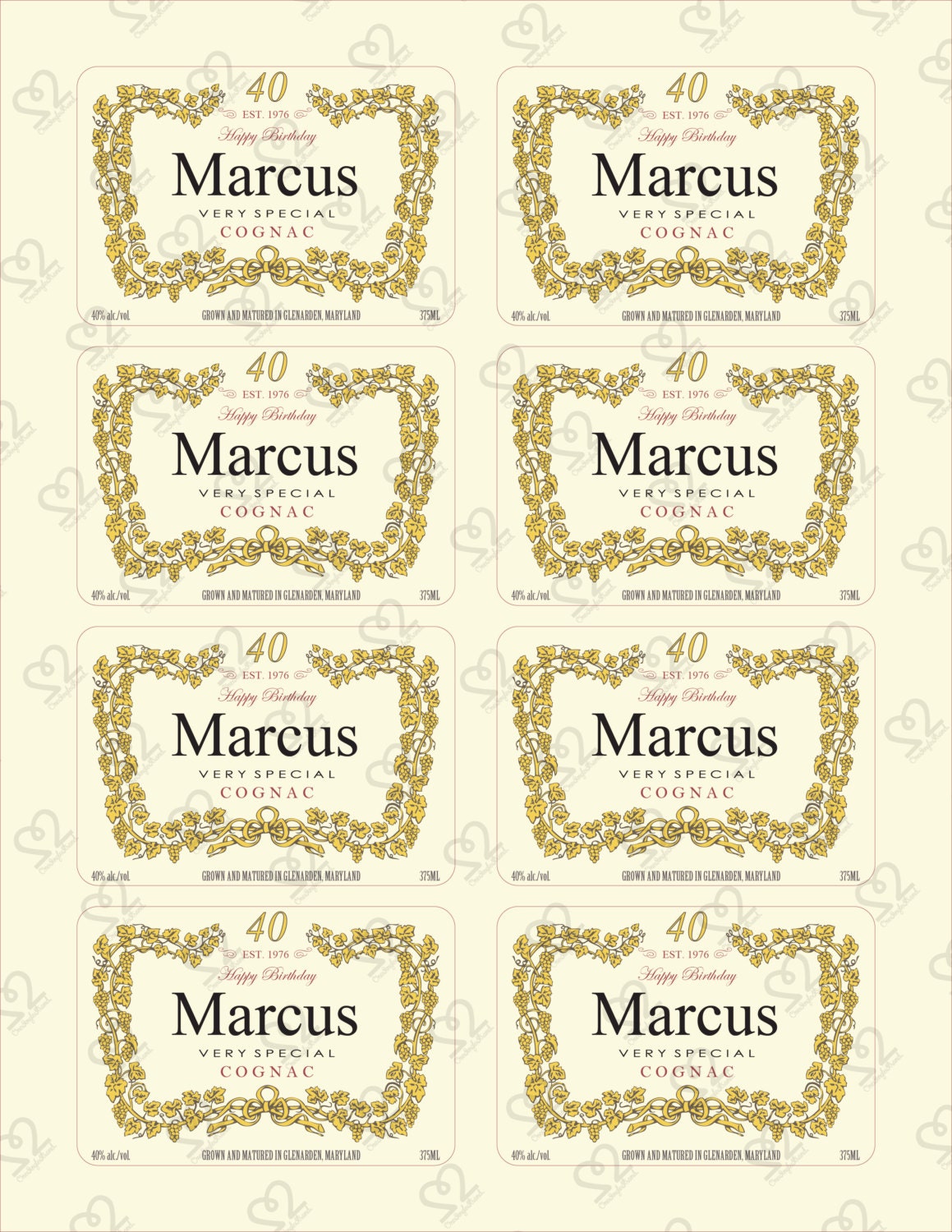 Digital ONLY 375ml Personalized Hennessy Label by OneSingleStrand