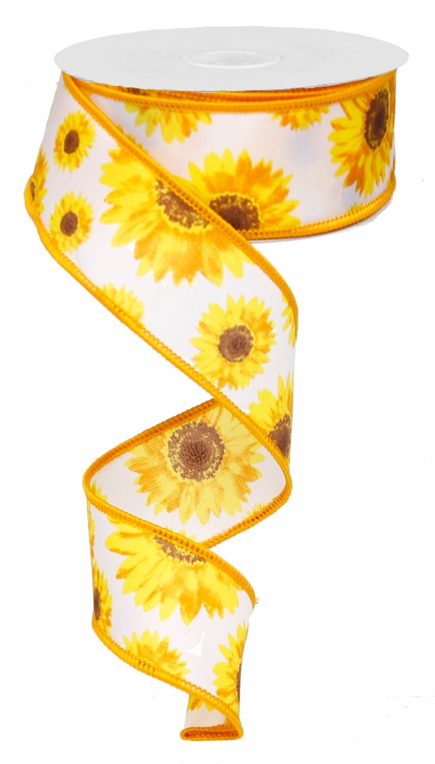 1.5 Sunflower Ribbon Yellow Sunflower Ribbon Wired