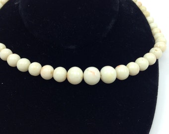 Angel Skin Coral Necklace Graduated Beads