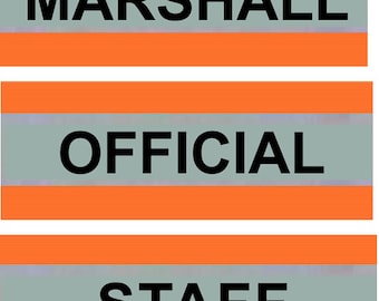 Orange Armbands Reflective VISITOR STAFF CREW Security Hi Vis Arm Band Viz 5 X 20"