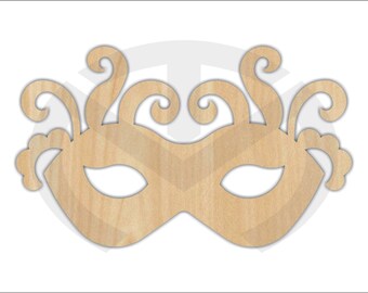 Unfinished Wood Mardi Gras Mask Laser Cutout, Wreath Accent, Door Hanger, Ready to Paint & Personalize, Various Sizes