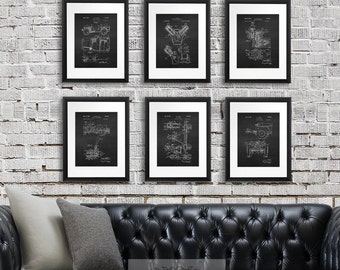 Willys Jeep Decor Wall Art Prints set of 6 unframed prints, Antique Jeep military vehicle parts patent diagrams, gift for jeep lovers