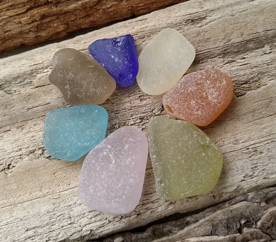 7 Rainbow Sea Glass Unique Rare Colors Sea Glass Amethyst