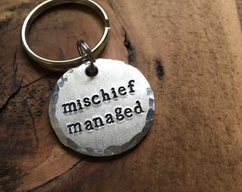 Mischief Managed Pet ID Tag, Dog Tag, Hand Stamped Pet Tag