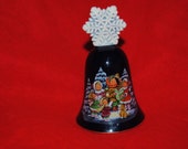 CHRISTMAS BELL Avon 1987  Porcelain with ceramic Snowflake--clapper in tact