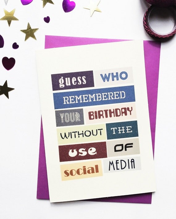 Birthday Funny Blank Card Guess Who by SixElevenCreations