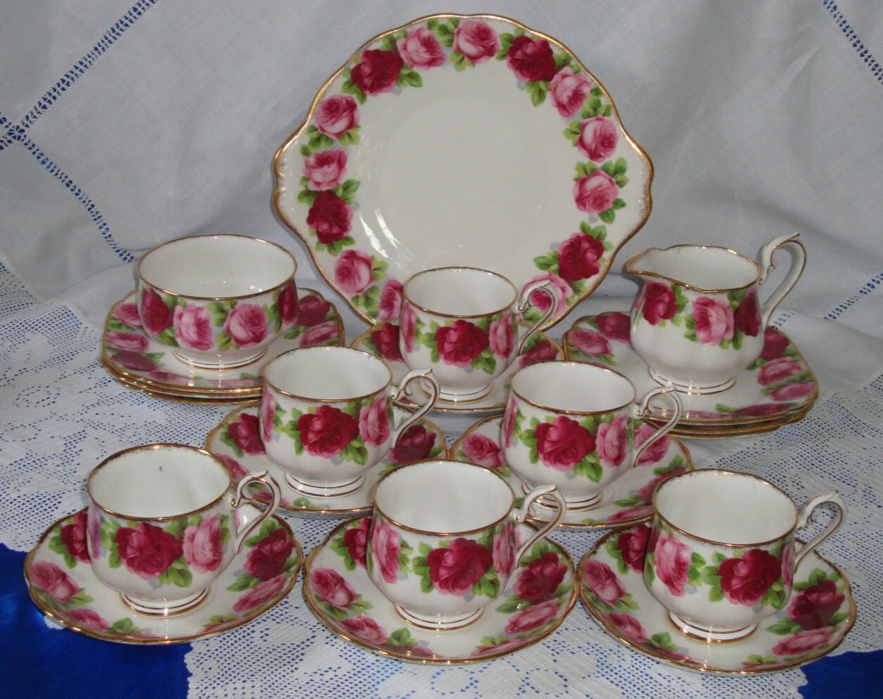 Exquisite Royal Albert OLD ENGLISH ROSE Tea Set by AsFarAsVintage