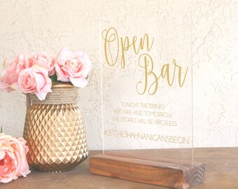 Open Bar Sign - Open Bar Sign for Wedding - Wedding Open Bar Sign - Acrylic Wedding Sign - Acrylic Sign - Clear Wedding Sign - Funny Sign