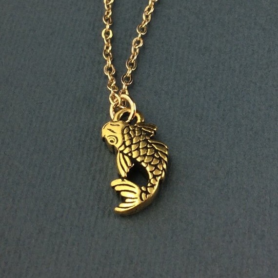 Antique Gold 3D Koi Fish Charm NecklaceOption To