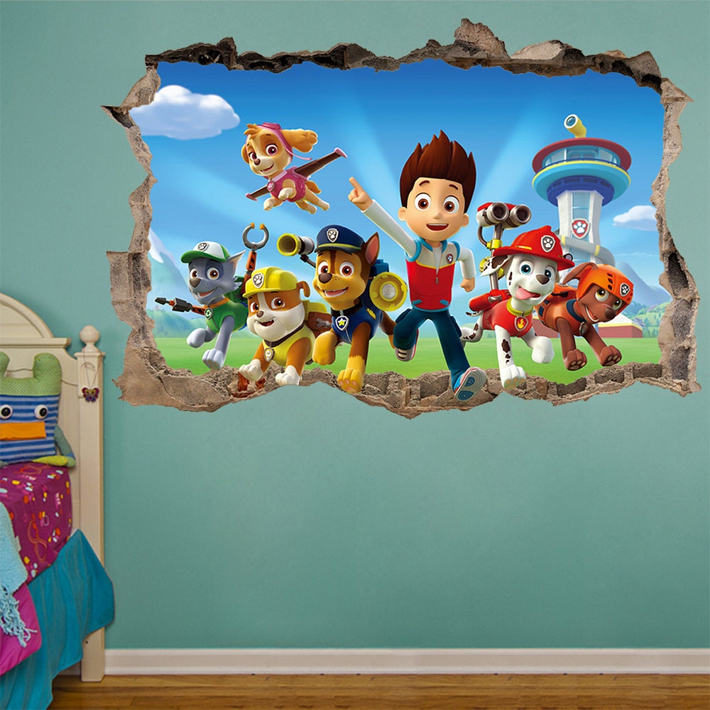 ON SALE PAW Patrol 3d Wall Sticker Smashed Bedroom Kids decor