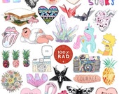 Tumblr stickers sets. Sheets or Mockup by BestStickersClub on Etsy