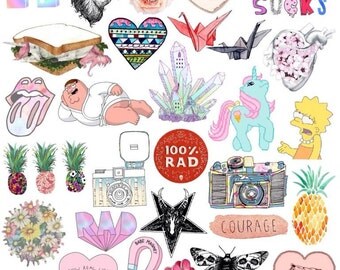 Tumblr stickers sets. Sheets or Mockup by BestStickersClub on Etsy