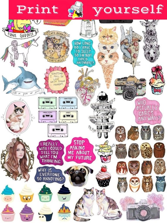 set 42 mockup printable tumblr stickers stickers set of