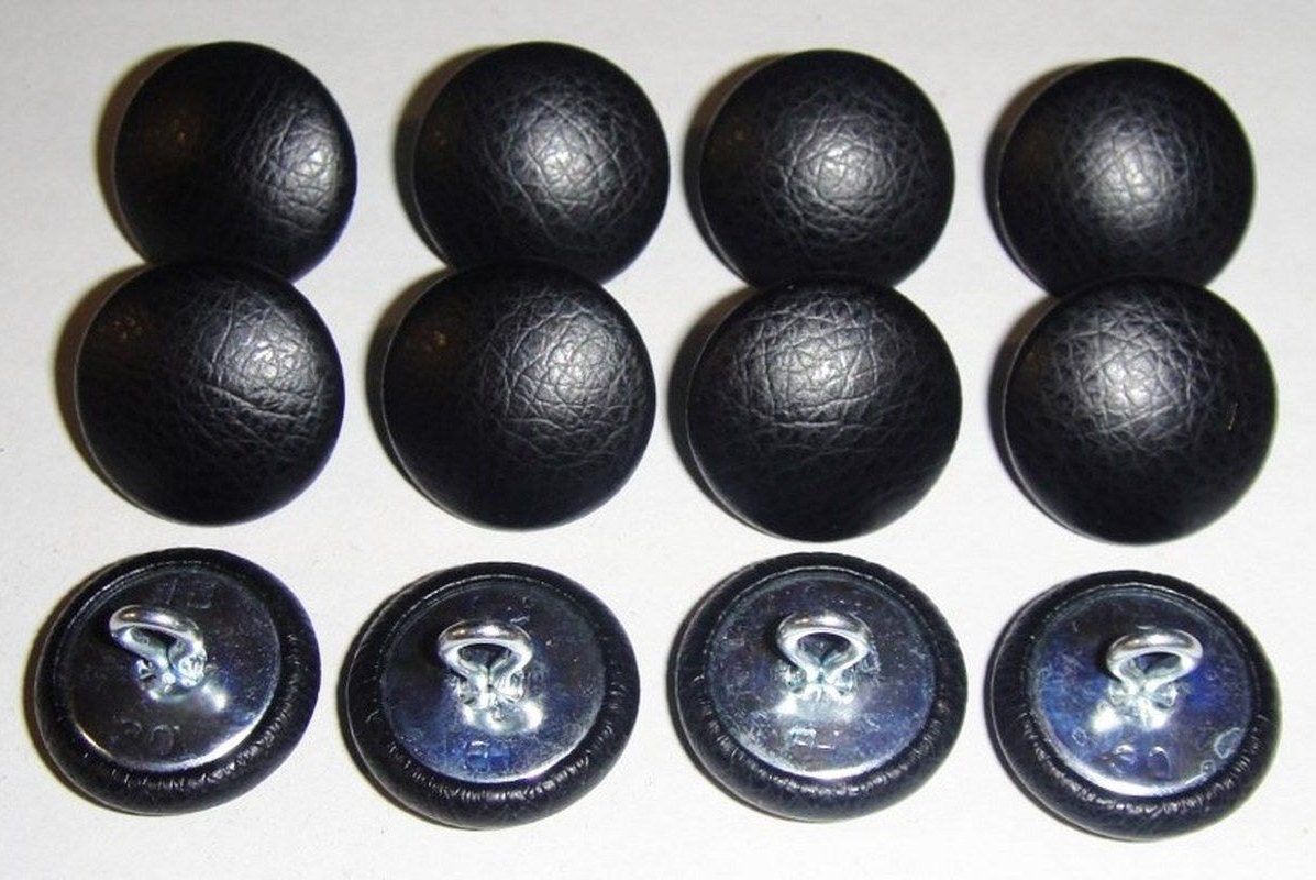 Set Of 12 Wire Back Upholstery Button Black Vinyl Choice Of