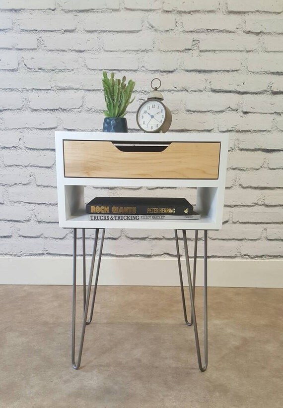 Items similar to MidCentury Modern, Nightstand, Bedside Table, White