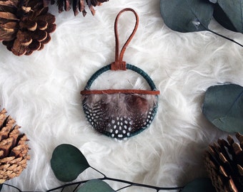 Rustic Christmas Ornament - Small Dreamcatcher Ornament - Christmas Gifts Under 20 - Bohemian Holiday Decor - Modern Dream Catcher