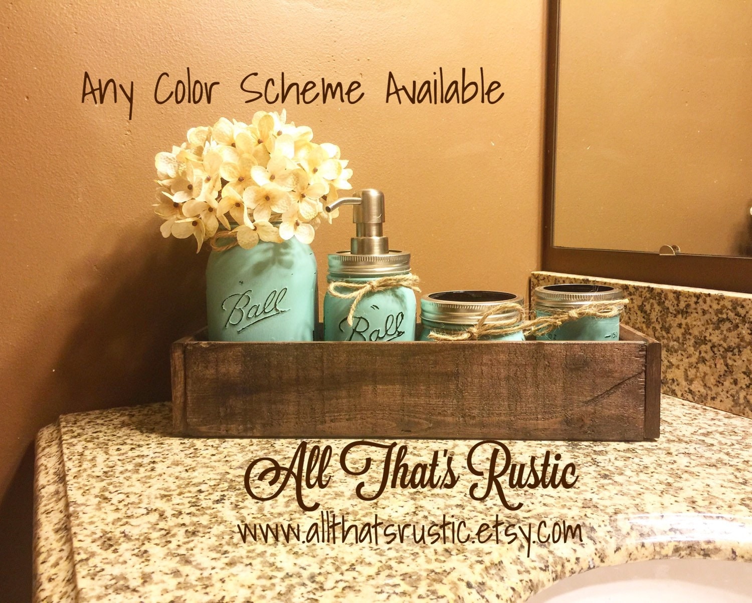 Rustic Planter Box Mason Jar Bathroom Set Bathroom Set Mason