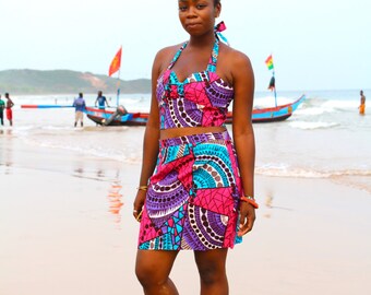 Ahanta Babe // High-waist skirt // African print skirt // Ankara clothing // Festival two piece // African skirt // Festival clothing //