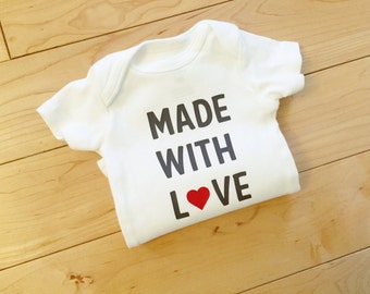 Made with Love Bodysuit / Unisex Baby Clothes / Gender Neutral Baby Clothes / Baby Coming Home / Trendy Cute Baby